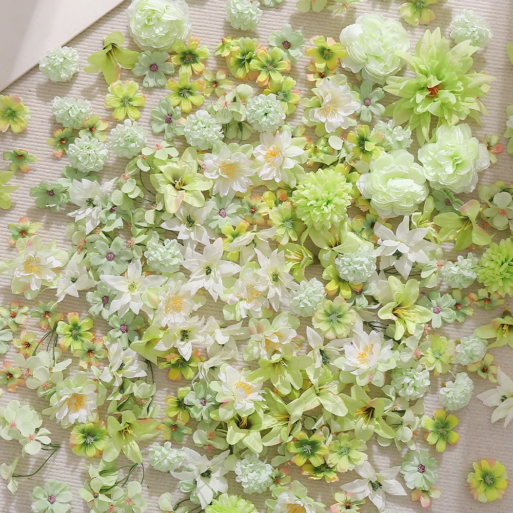20/50 Stück grüne künstliche Blumen aus Seide, künstliche Blumenköpfe für Heimdekoration, Hochzeit, Weihnachtsdekoration, DIY-Girlande, Geschenkzubehör – Detail 4