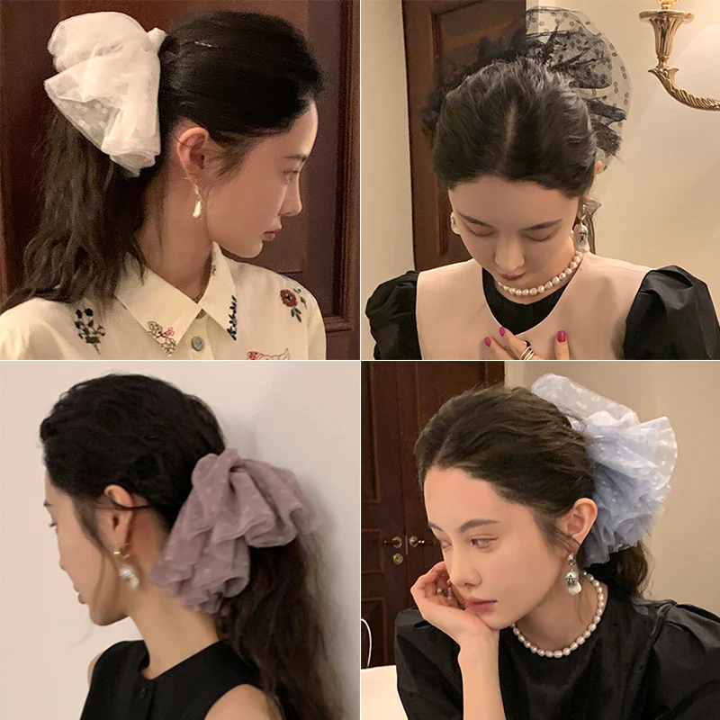 

New Mona Oversized Scrunchies Multilayer Lace Yarn Extra Large Elastic Hair Band Rubber Ponytail Holder Women Hair Accessories