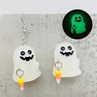 Personality Luminous Ghost Drop Earrings for Women Funny Acrylic Pumpkin Ghost Glow in the Dark Earring Halloween Party Jewelry 3