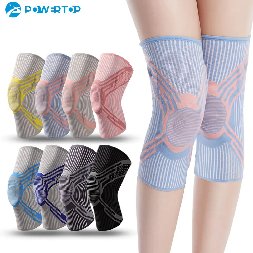 1 PCS Compression Knee Pads Support Sleeve Protector Elastic Kneepad Brace Spring Support Volleyball Running Silicone Pad jingba support elastic knee brace support spring knee pad volleyball basketball knee protector rodillera deportiva