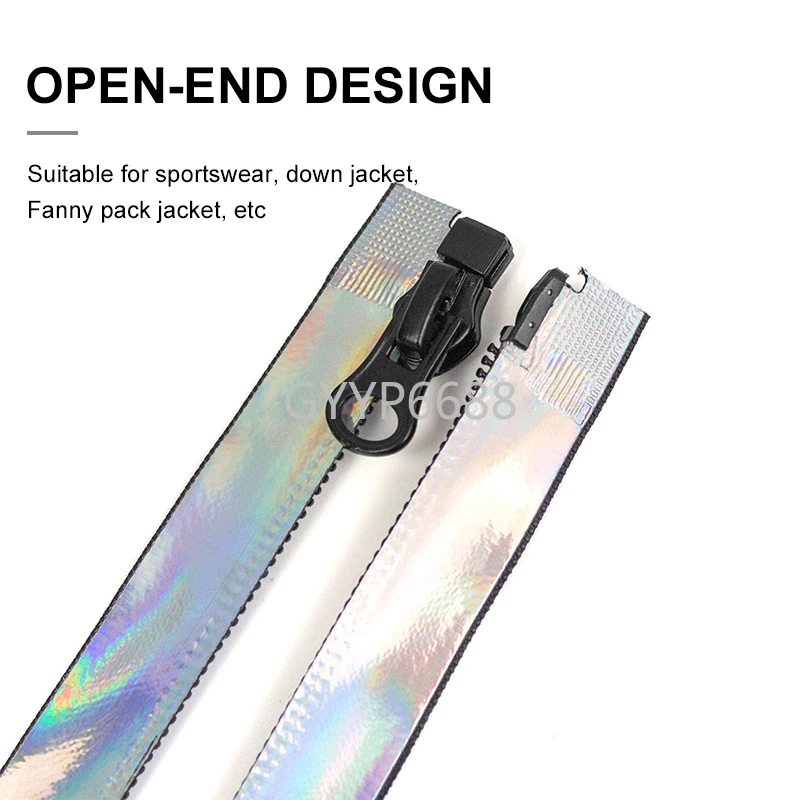 10PCS 40-100CM 5# Waterproof Nylon Zipper For DIY Sewing Garment Bag Jacket Reflective Laser Open-End Invisible Zips Accessories