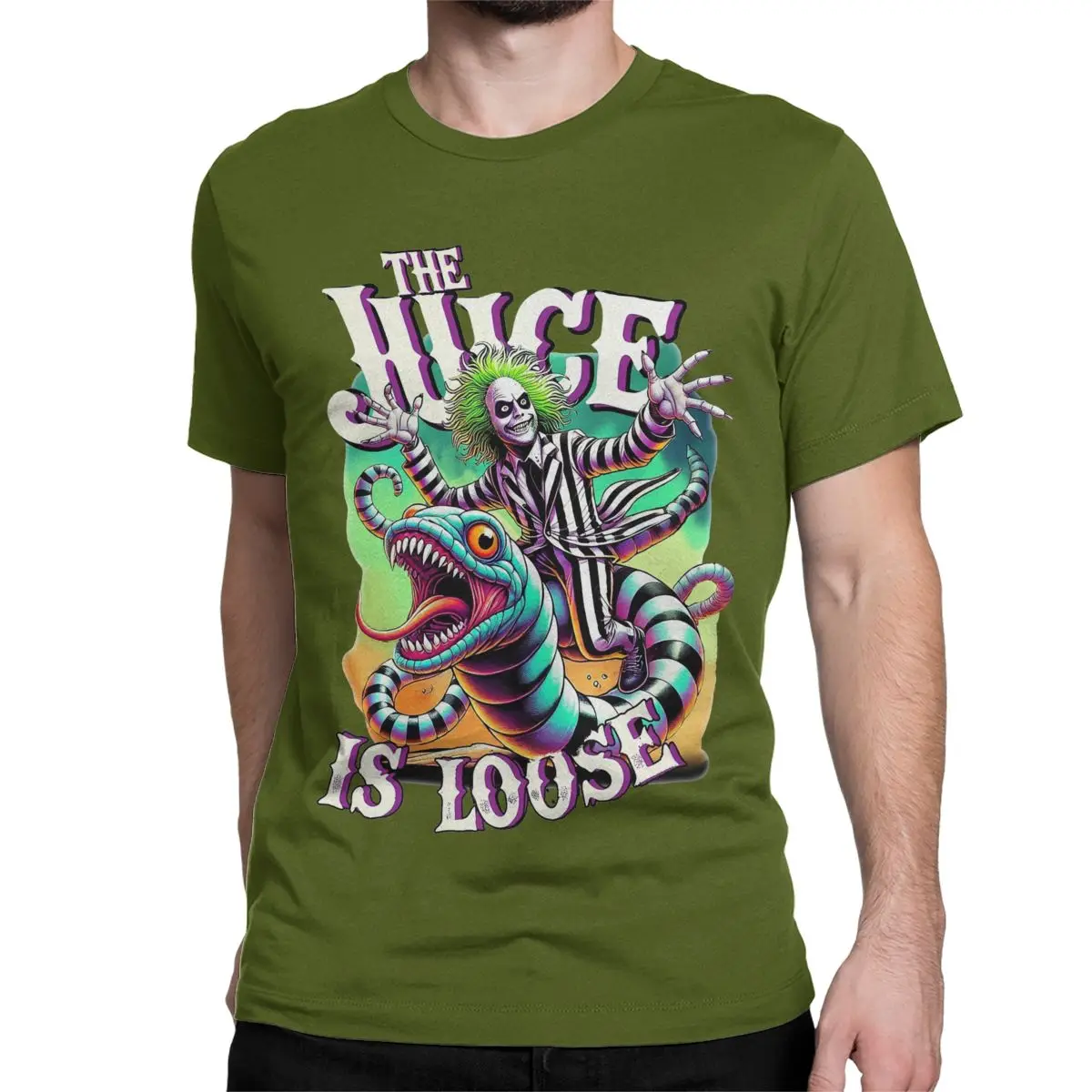 thumbnail image 1 of Camiseta con estampado de película de terror para hombre y mujer, ropa holgada de algodón, b-beetlejuice 2, novedad, 1 of 5