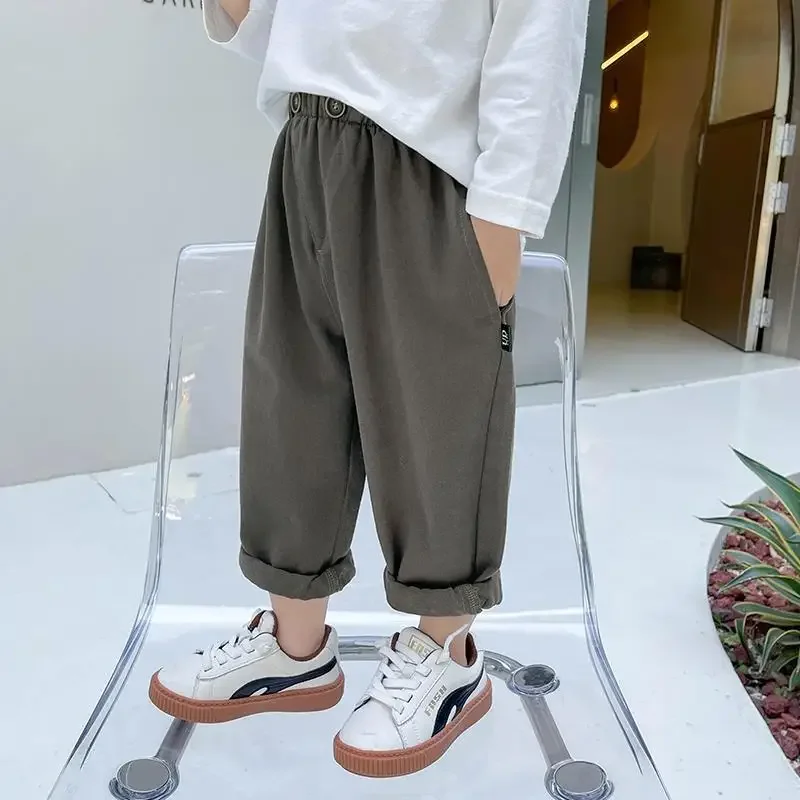 Boy's Pants & Capris Korean Loose Casual Pants for Kids Spring Autumn Solid Trousers Cotton Children Trousers