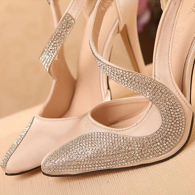 Glitter Rhinestones High Heels  Fashion Pumps Sexy Women Shoes 2022 Summer New Stiletto Pointed Toe Party Shoes Buckle Sandals 5