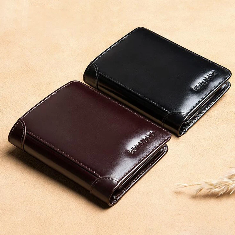 Genuine Leather Trifold Wallet for Men