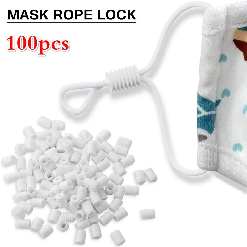 

100pcs Mask Adjustment Buckle Cord Locks Silicone PVC Toggles for Drawstrings