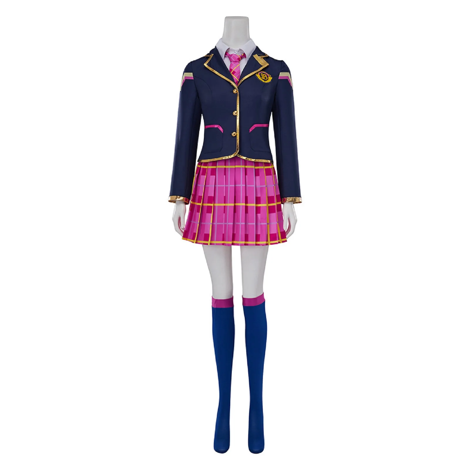 

Anime Dva for Hana Song School Girl D.va Cosplay Halloween Costume Adult Students Pink Pleated Skirt Jk Uniform Women Outfits