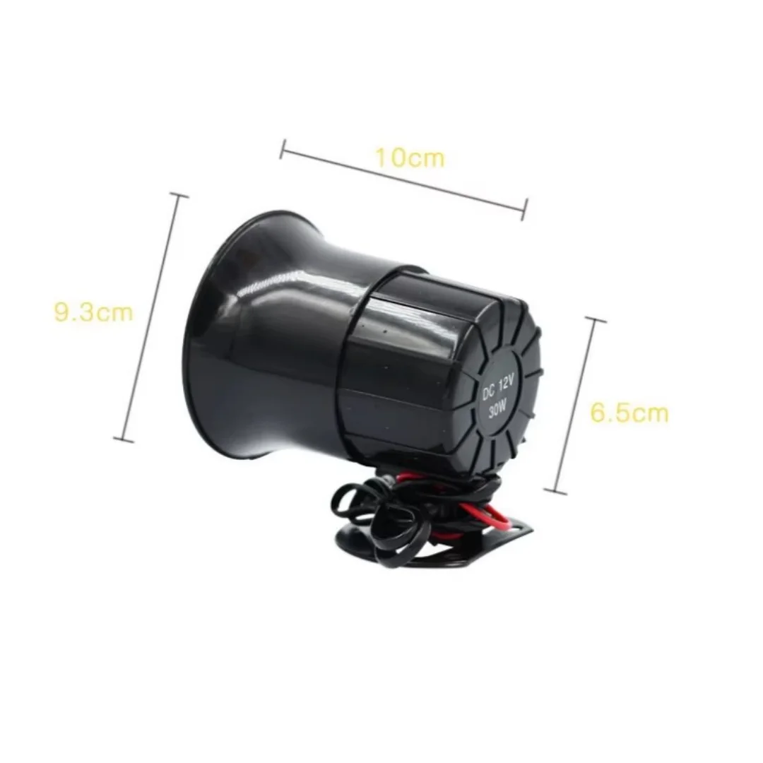 Powerful 3-Tone Loud Vehicle Siren Horn - 12V Motorcycle & Car Alarm Speaker