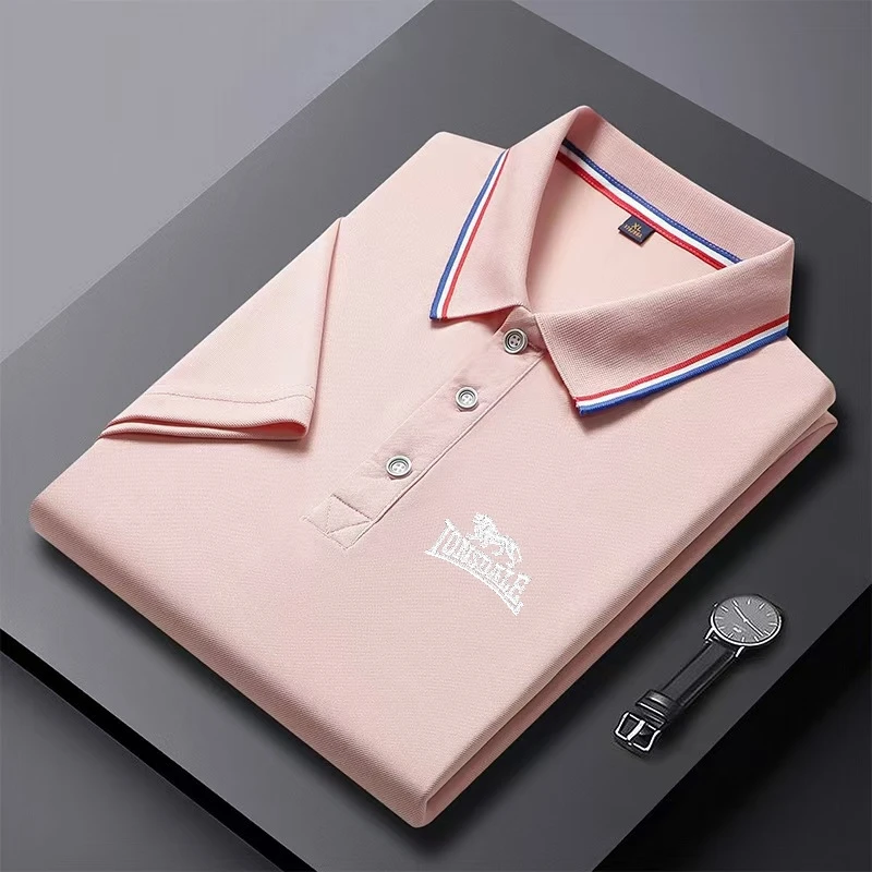 Solid Color Polo Shirt Men's Business Polo Collar Half Sleeved Top Summer Casual Short Sleeved T-shirt for Men An 4