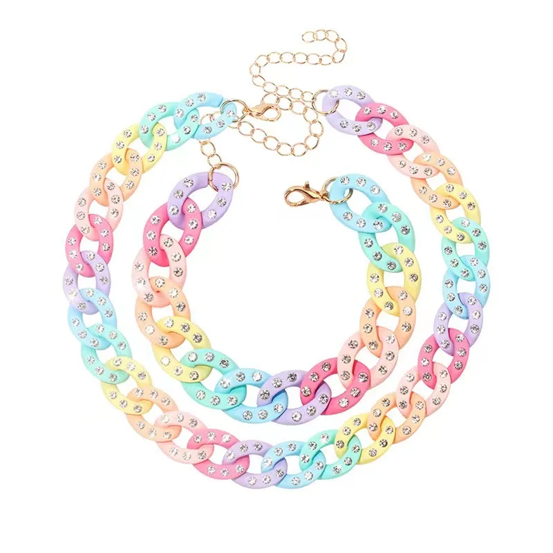 

Wholesale 5 Romantic Color Crystal Necklace Ladies Fashion Beautiful Clavicle Necklace Bracelet