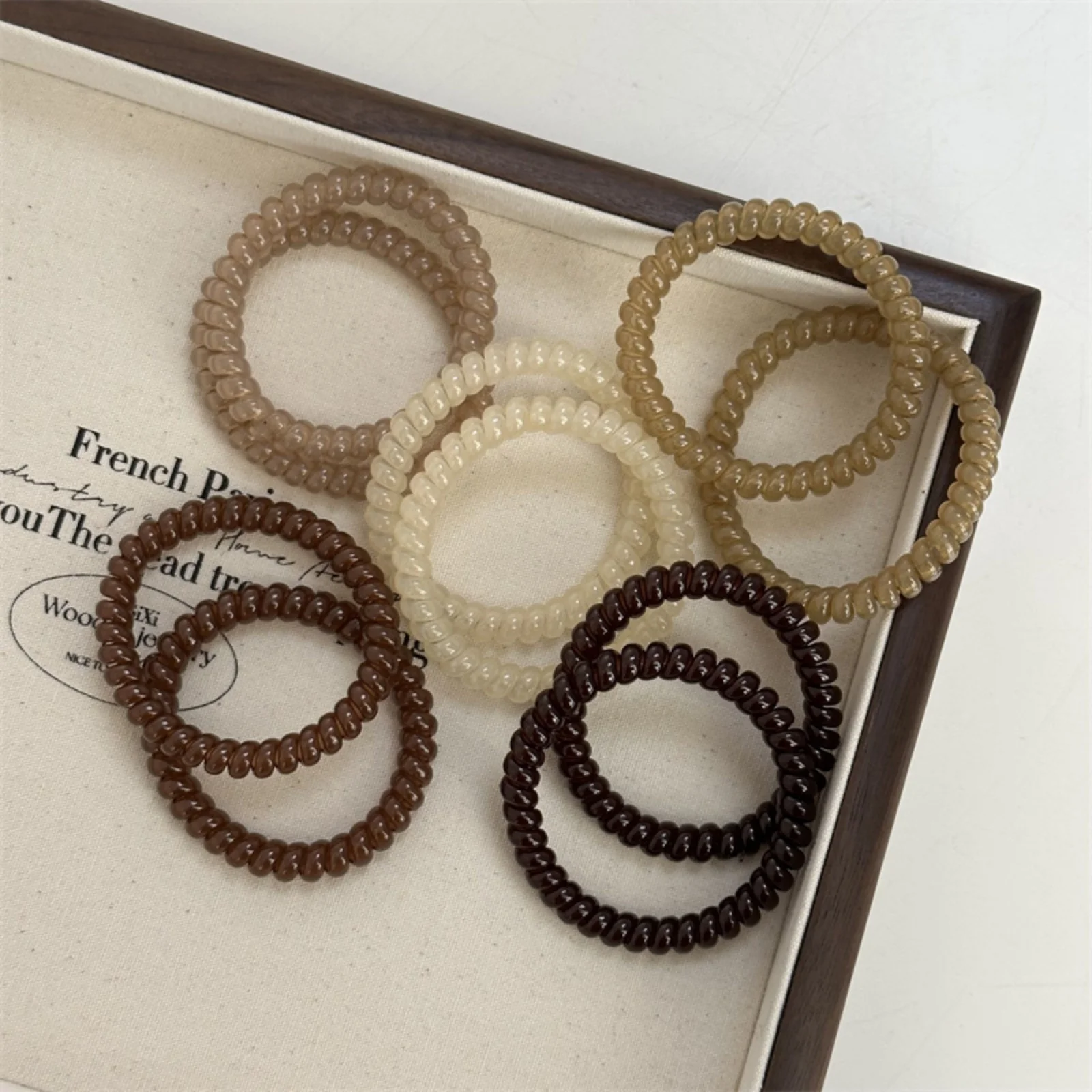 Stylish Neutral Toned Spiral Hair Ties - Durable Hair Accessories
