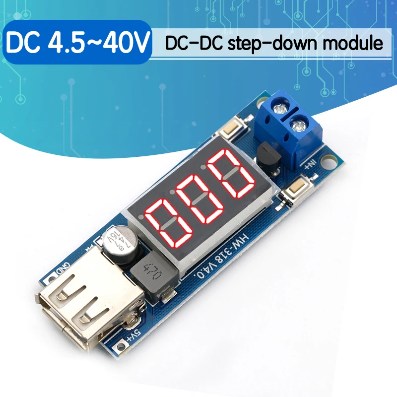 10 PCS DC-DC 4.5-40V To 5V 2A USB Charger Step down Converter Voltmeter Module