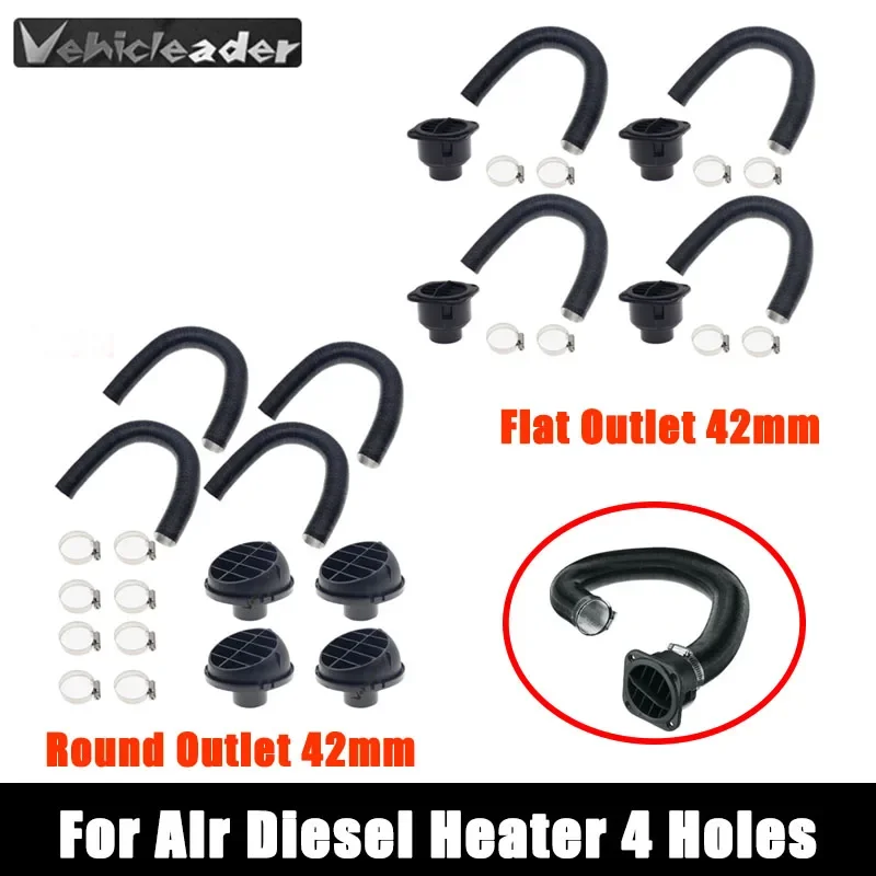 4Pcs 42mm Car Heater Ducting Pipe+32-80cm Length Air Diesel Heater Parking Duct Air Vent Outlet Hose For Webasto Eberspacher