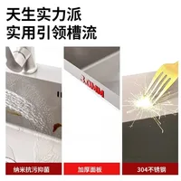 อ่างล้างจานสี่เหลี่ยมช่องเดียว 304 สแตนเลสล้างมือผักจานหนาเต็มรูปแบบของอ่างล้างจานแบบบูรณาการแปรง 2