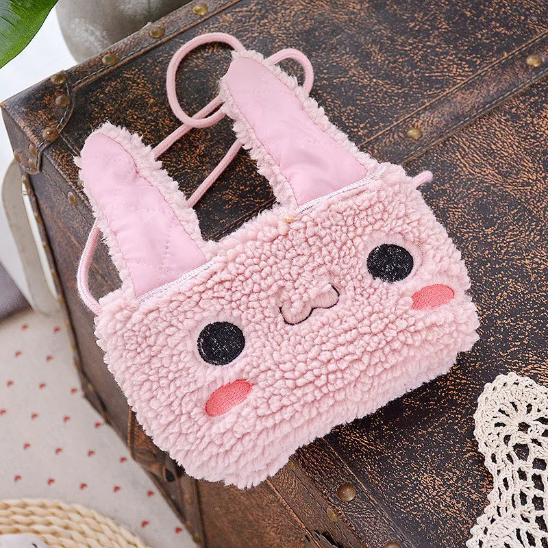 Winter Baby Girl Coat Cute Long Eared Rabbit Carrot Hoodie Warm Long Sleeve Back Zipper Cotton Coat Comes with Crossbody Bag