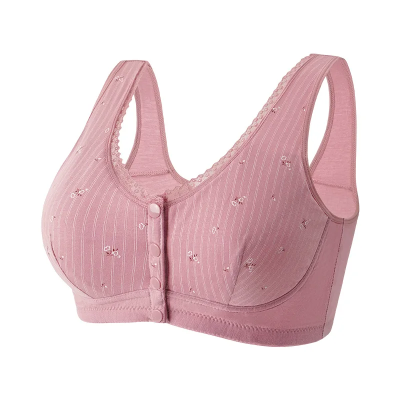 Womens Bra 36-52 Wire Free Front Closure Push Up Sexy Big Size Cotton Brassiere