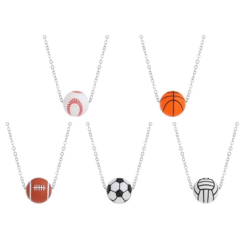 

Sports Ball Pendant Neckchain Adjustable Chain Necklaces Ornament for Daily Wear 28TF