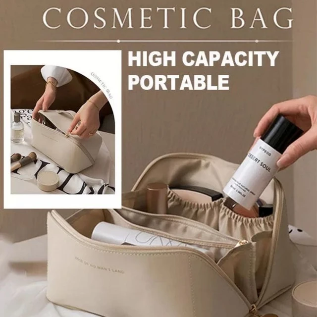 Bolsa de cosméticos de cuero PU para mujer, estuche de maquillaje de  almacenamiento de viaje portátil multifuncional, nuevo - AliExpress