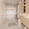 Frameless Slidable Shower Door, 56-60" W × 76" H, 5/16" Clear Tempered Glass,  Noiseless, Waterproof, Shatterproof，Silver 2