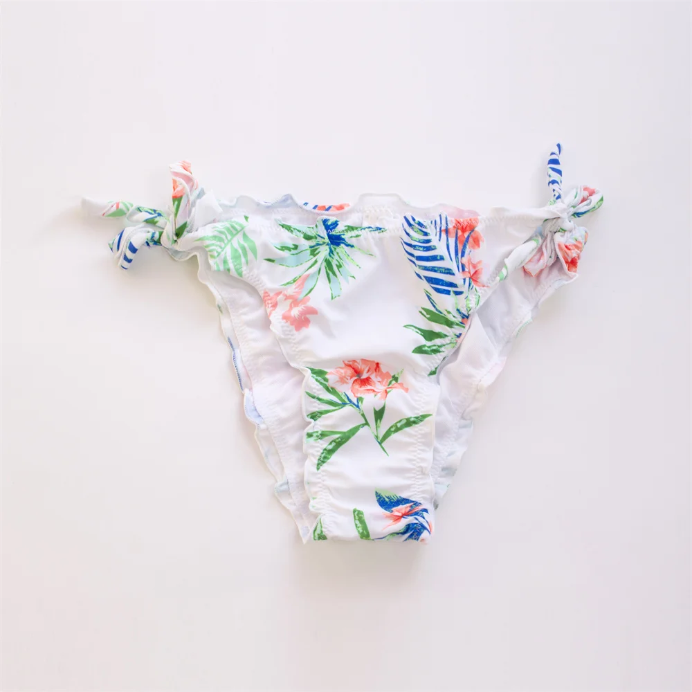 Wholesale Fold Sexy Bandage Brazilian Bikini Thong 2025 Ruffle Flower Swimwear Swimsuit Women Bottom Sexy Cheap Biquini Bottom