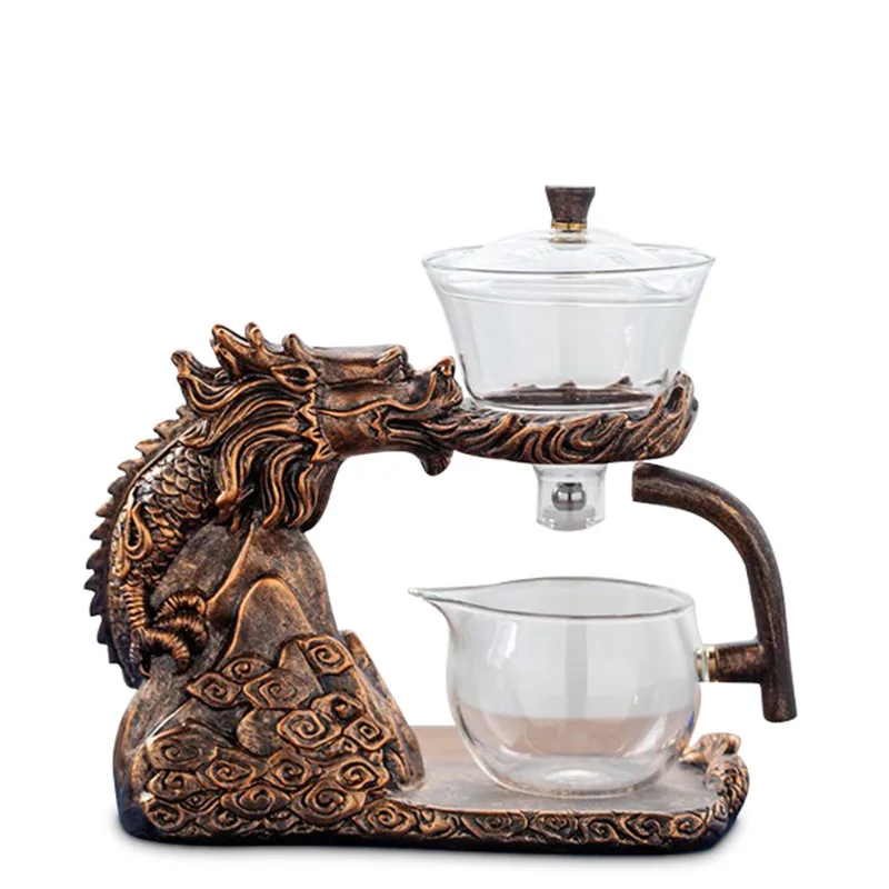 Glass Tea Set Automatic Teapot Tea Infuser Magnetic Water Diversion  Heat-resistant Kungfu Tea Drinking Dragon Tea Maker - AliExpress