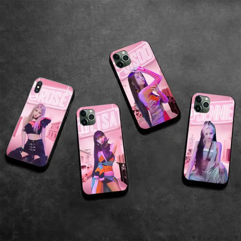Корейский черный чехол для телефона девушки группы Pinks iphone 13 12 11 Pro Max Mini XS 8 7 Plus X SE