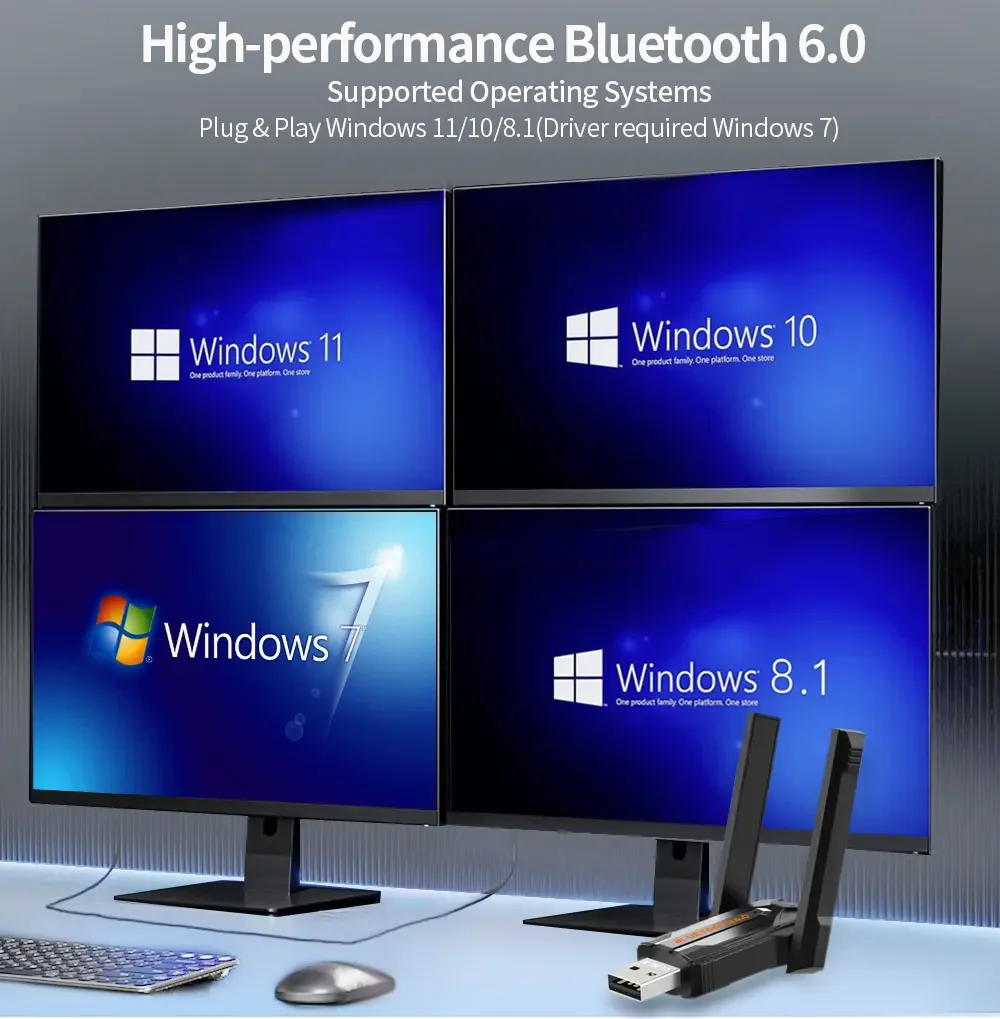 200 متر USB بلوتوث 6.0 محول للكمبيوتر لوحة مفاتيح...