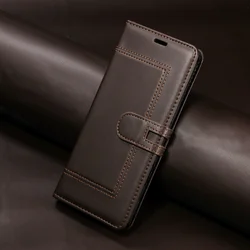 Leather Flip Phone Case - Shockproof Wallet with Bracket and Protective Cover - Redmi Note 14 5G (Global) (Brown)
