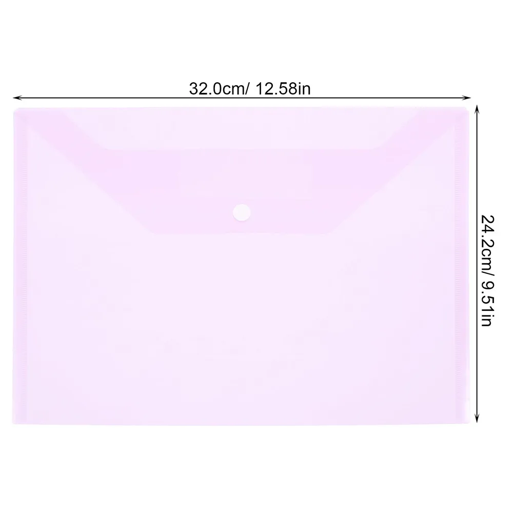 8Pcs 투명 문서 정리함 플라스틱 파일 가방 버튼 클로저 문서 보관 포켓 사무실 학교 용품 A4 크기