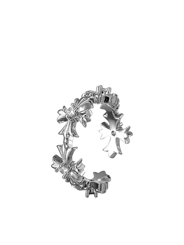 Adjustable Open Ring Faionable mat Sle Women's Ring Cross Design High-End Sensation Trendy Individual Middle Finger