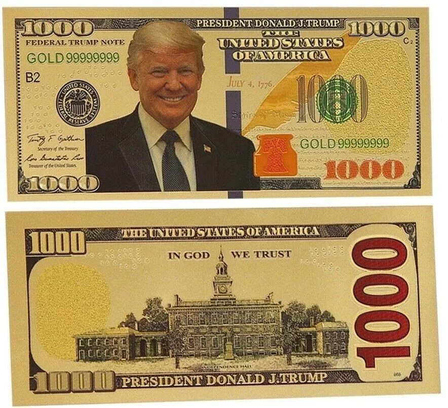 10Pc Trump Placcato Oro Dollari Placcati Antichi Note Commemorative Collezione Di Regali Souvenir Realistici Moneta Di Denaro Falso