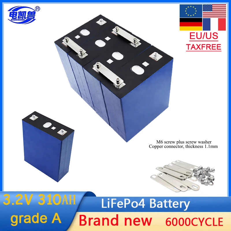 

New 310Ah Lifepo4 Battery 12V 24V A-Class 6000 Cycles DIY RV for Long Cycle Life of Solar Energy Storage Rechargeable Battery