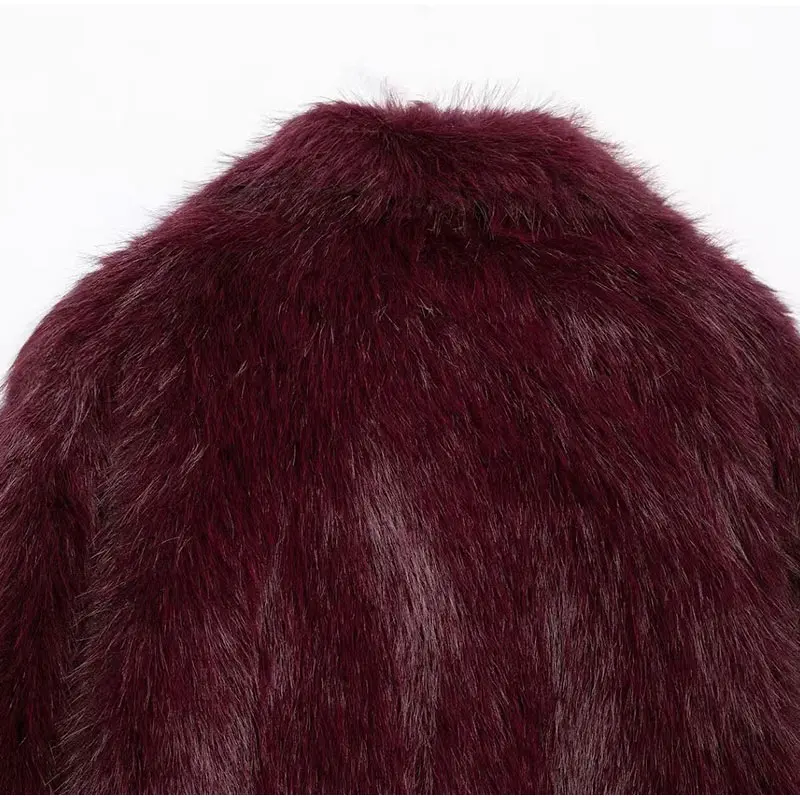 Chaqueta de piel sintética marrón de lujo para mujer, abrigo grueso y esponjoso de manga larga con solapa extragrande, ropa de calle cálida de lujo para invierno.