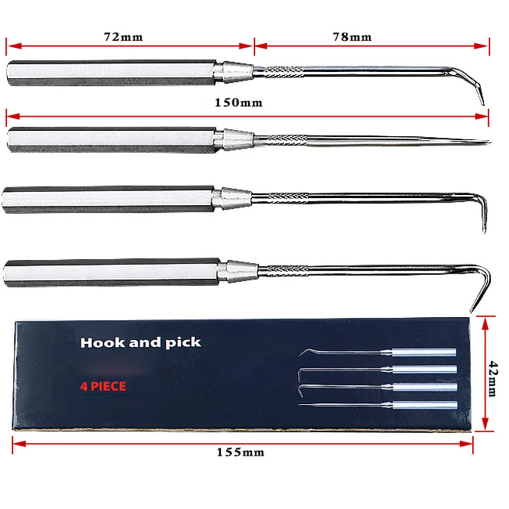 4pcs/set Car Pick And Hook Tool Hook And Pick Set O Ring Oil Seal Gasket Puller Remover Precision Hook And Pick Set Hand Tool