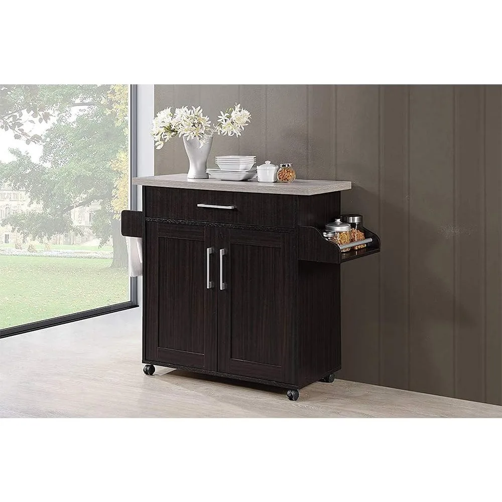 Kitchen Island with Spice Rack Towel Rack Drawer