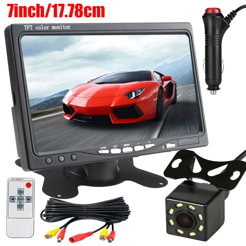 

7" Monitor & Rear View Backup Camera Reverse HD Night Vision For Car Truck RV