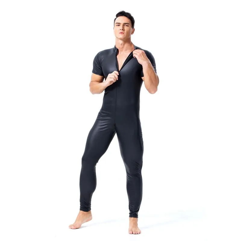 Latex Men Wetlook Wear Fetish Gay Jumpsuit Bodysuit Male Pole Dance Pants Erotic Leggings Trousers Sexy Exotic Men's Underwear