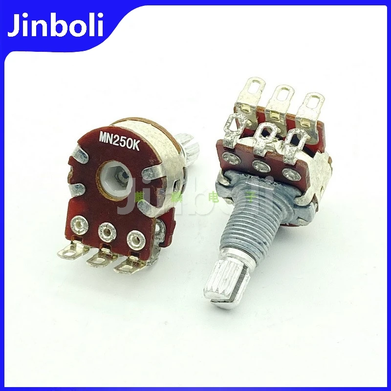 16 Type MN250K With Center Positioning Power Amplifier Audio Speaker Volume Balance Potentiometer 6Pins Flower Shaft 18mm 2PCS