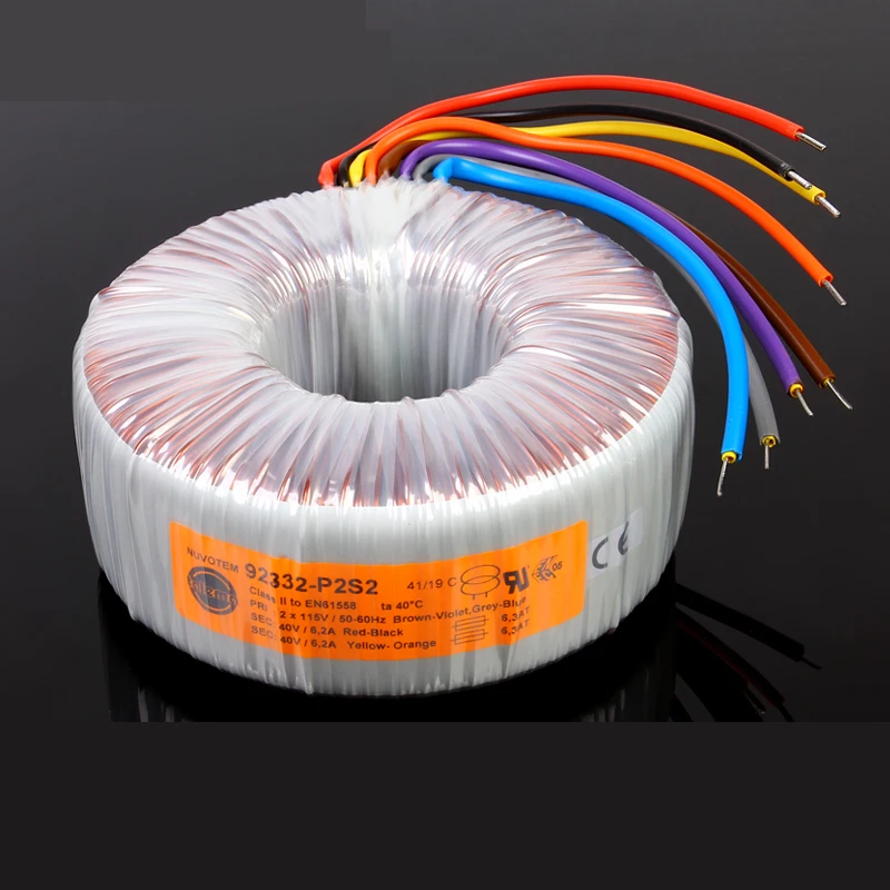 Talema 듀얼 토로이달 변압기, 수입 발열 링, 암소 500VA, 500W, 40V, 4 선, 2X115V 입력