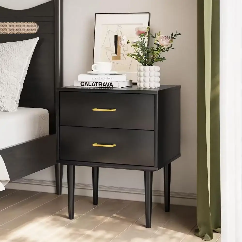 2 Drawer Nightstand Bedside Table Storage Cabinet Modern Design Furniture Bedroom Living Room 4