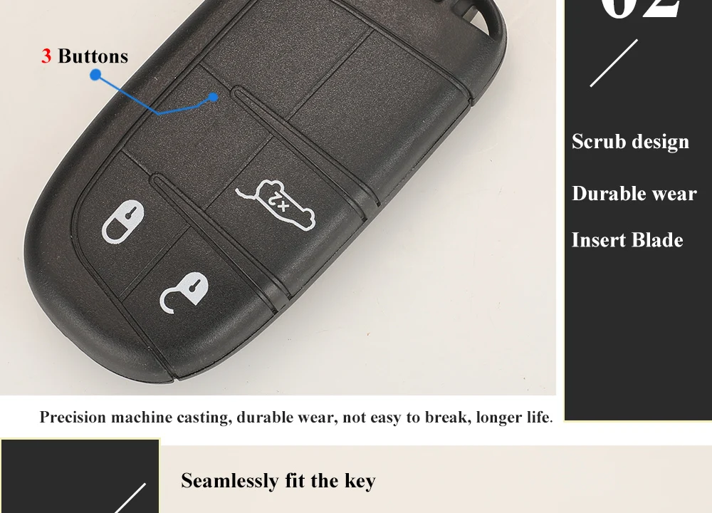 Keyforkess 10pcs SIP22 2/3/4/5 pulsanti guscio chiave Auto a distanza per Jeep Renegade Compass Auto SUV Smart Keyless Entry Fob Case - S8b3a4d1b39bf43c6a1c451cc5e274ca1p