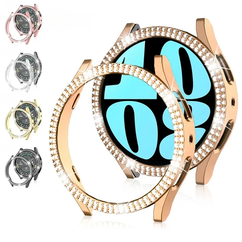 Diamond-Encrusted Protective Watch Case - Shiny Plastic Hard Bumper Cover