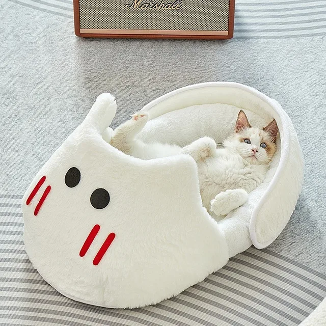 2025 New Semi-enclosed Cat Kennel Winter Warm Slippers Pet Kennel All-season Universal Breathable Non-slip Gray Dog Kennel 2