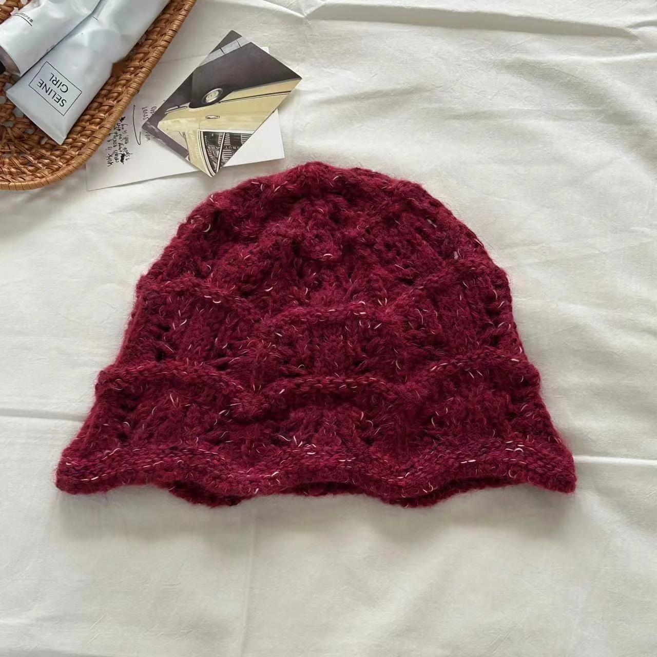 Early Autumn Temperament Style With Wool Yarn Hat Knitted For Warmth Niche Ins Retro Bucket Hat Toe Cap Basin Hat For Women_voghion.com