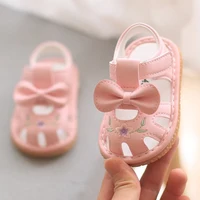 Summer Baby Walking Shoes Cow Muscle Soft Soles Non Slip Girls Kids Clogs Sandals Infant Princess Embroidered Flowers Call Shoes 2