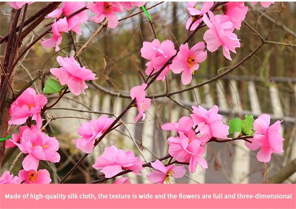 Description Picture 5 of item1PC Artificial Peach Blossom Branch Spring Plum Cherry Blossom Silk Flower Tree Decoration Home Wedding DIY Decoration