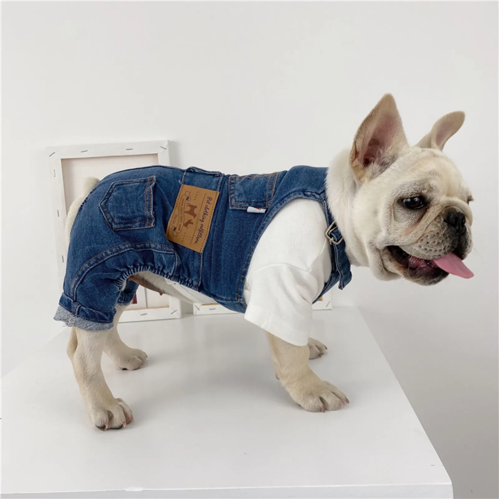 2020 Denim Jumpsuit for Dogs Blue Jeans Dog Overalls All Match Suit for Chihuahua Pitbull Romper