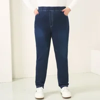 Pencil Jeans Woman Elastic High Waisted Black Plus Size 8XL 9XL Spring Autumn Denim Pants 7XL Female Dark Blue Large Trousers - Image 2