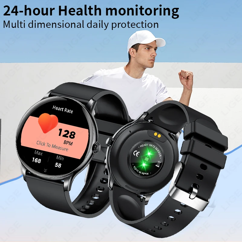 LIGE 2025 New Smartwatch 1.38" Bluetooth Talking Blood Oxygen Heart Rate Health Monitor Smart Watch For Men Women Holiday Gift
