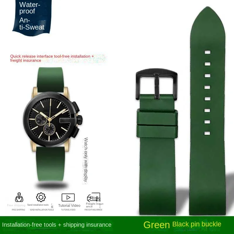 thumbnail image 1 of Correa con hebilla de mariposa y botón de pasador para reloj G-ucci YA101203 YA101202 GC, resistente al agua, con accesorios de 23 mm, 1 of 5